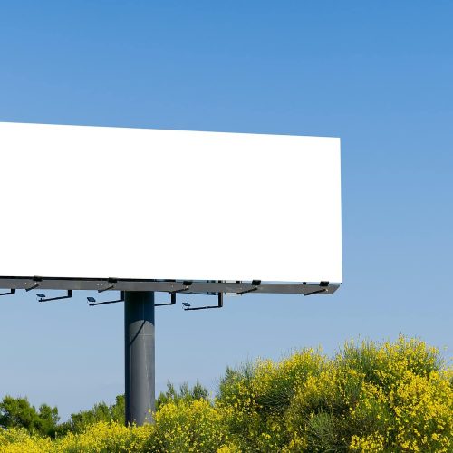 Blank billboard against sky. Billboard - Large Blank Billboard with empty screen and beautiful sky